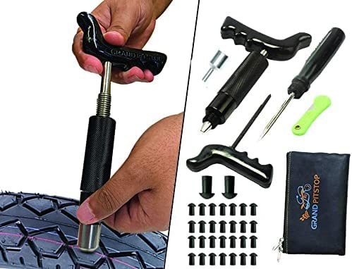 Kit de reparación de pinchazos de neumáticos sin cámara 36 piezas con enchufe de hongos para-