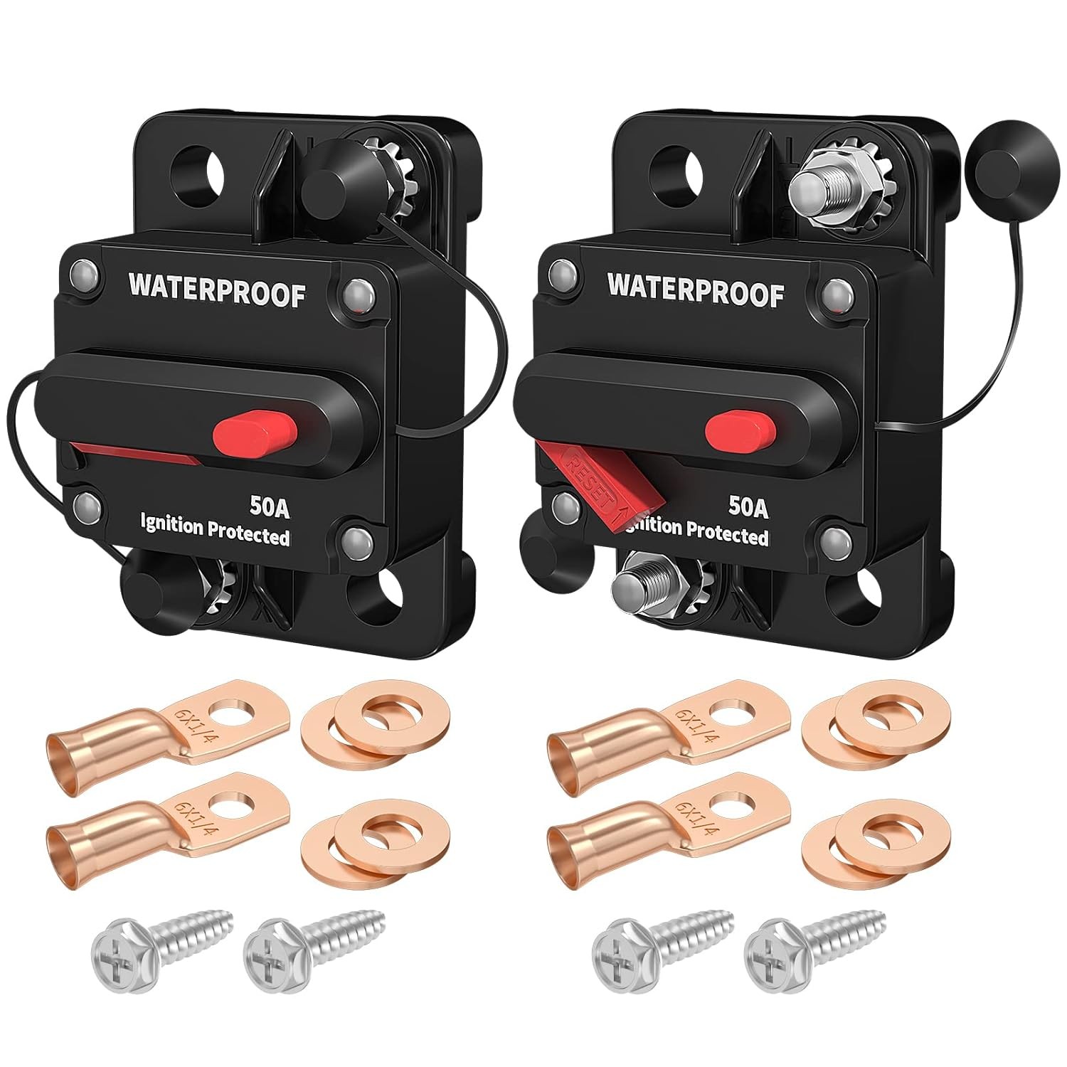 Disyuntor 50 Amp, Disyuntor Marino Impermeable 12V 24V 48V Restablecible-