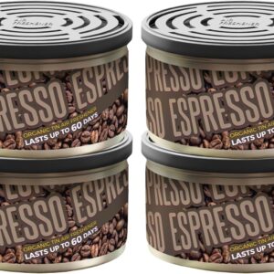 Ambientadores de aire para automóvil 4 piezas espresso orgánicos portátiles estaño aromas frsh-