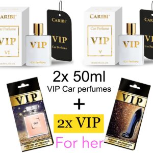 2 PERFUMES DE COCHE VIP + 2 AMBIENTADORES DE COCHE FRAGANTES VIP PREMIUM PARA SU MEZCLA-