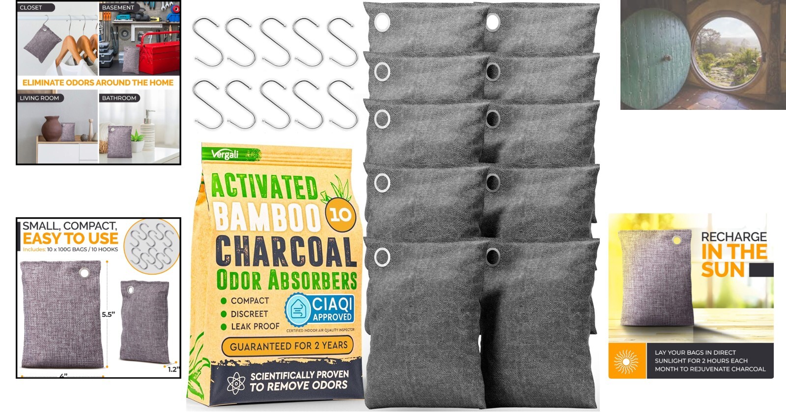 Paquete versátil de 10 bolsas de carbón activado para control de olores - frescura sin perfume- - Image 2