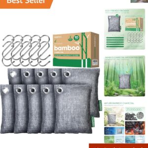 Natural Bamboo Charcoal Deodorizer Bags - Kid & Pet Safe, Rechargeable Freshness