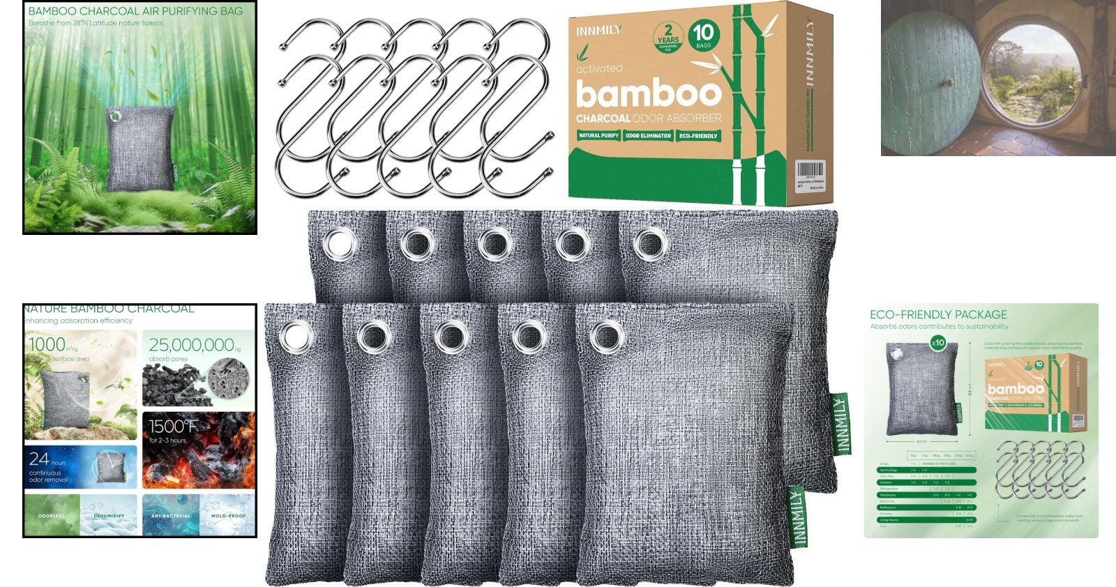 Natural Bamboo Charcoal Deodorizer Bags - Kid & Pet Safe, Rechargeable Freshness - Image 2