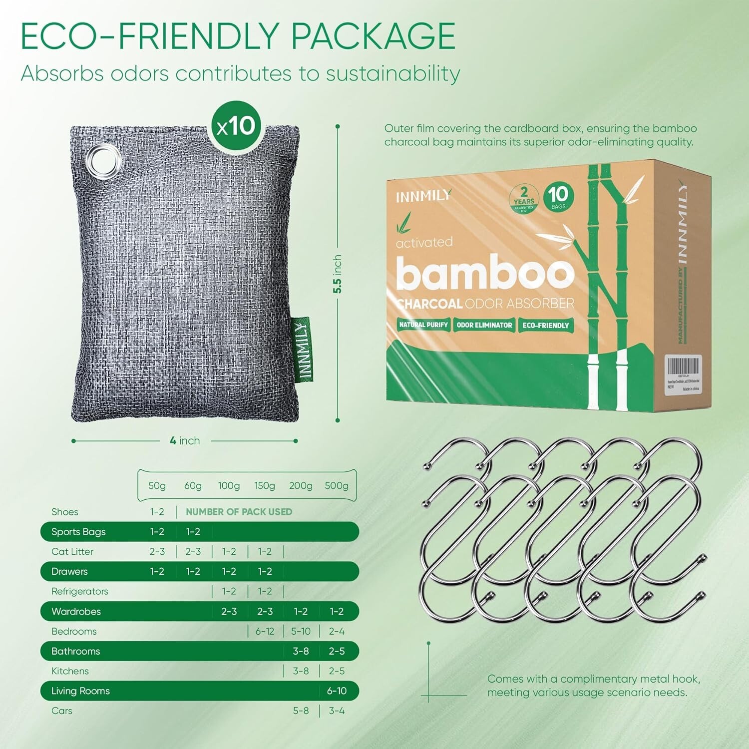 Natural Bamboo Charcoal Deodorizer Bags - Kid & Pet Safe, Rechargeable Freshness - Image 4