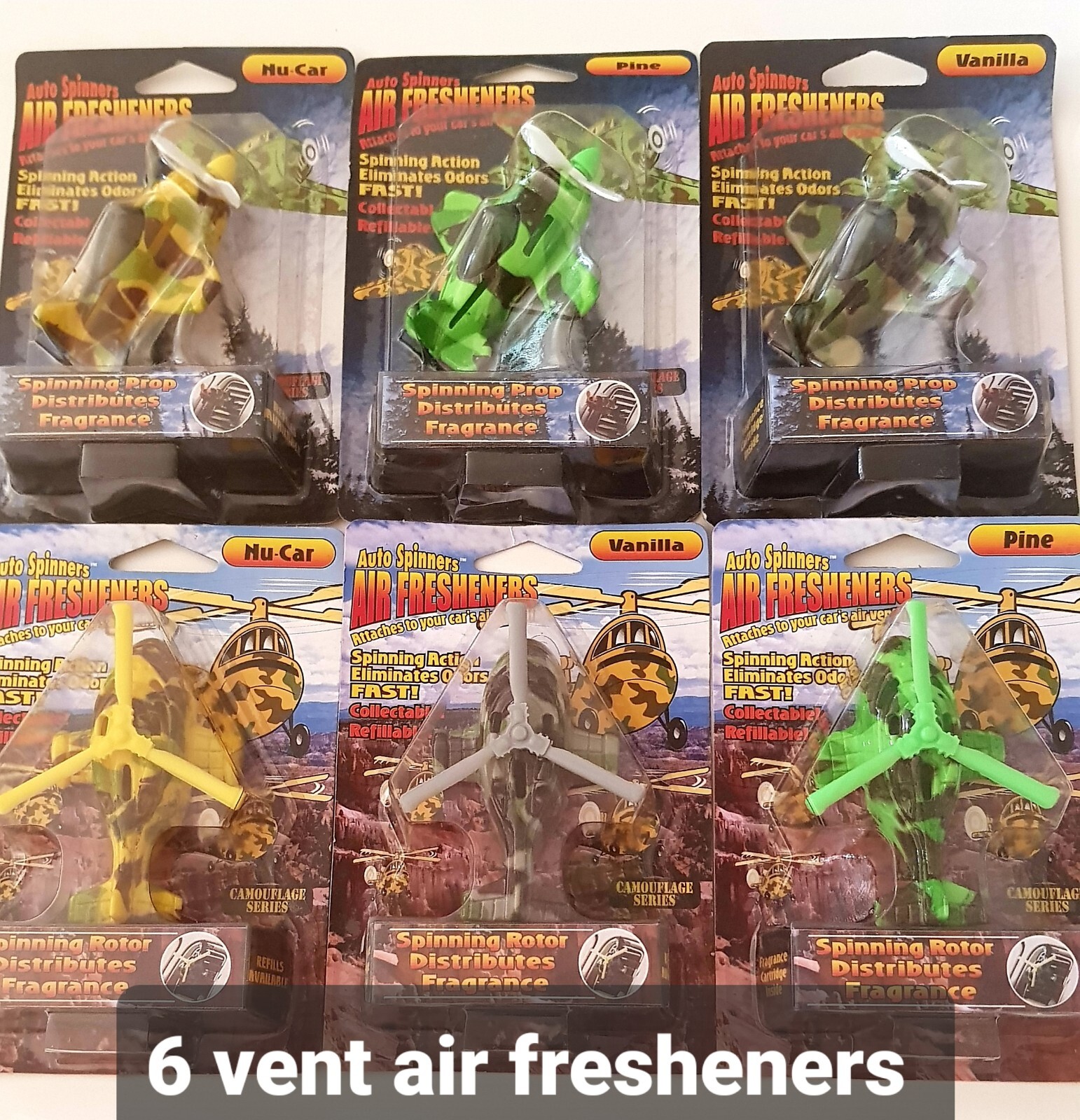 6x Ambientadores Coche Avión Helicóptero Clip En Ventilación Hélice Novedad Fragancia -