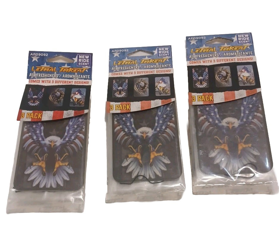 3 paquetes de ambientadores colgantes para auto amenaza letal aroma americano nuevo paseo-