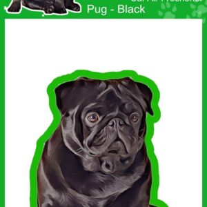 Pug Black Dog - 4 ambientadores de coche Smelly Dogs, envueltos individualmente-