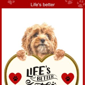 Cavapoo Regalo Perro - 2 x Ambientadores Coche 'Life's Better' en Forma de Corazón-