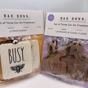 Ambientadores de coche Rae Dunn. Cumbre de cítricos y lavanda Ylang Ylang. Dos paquetes de 3-