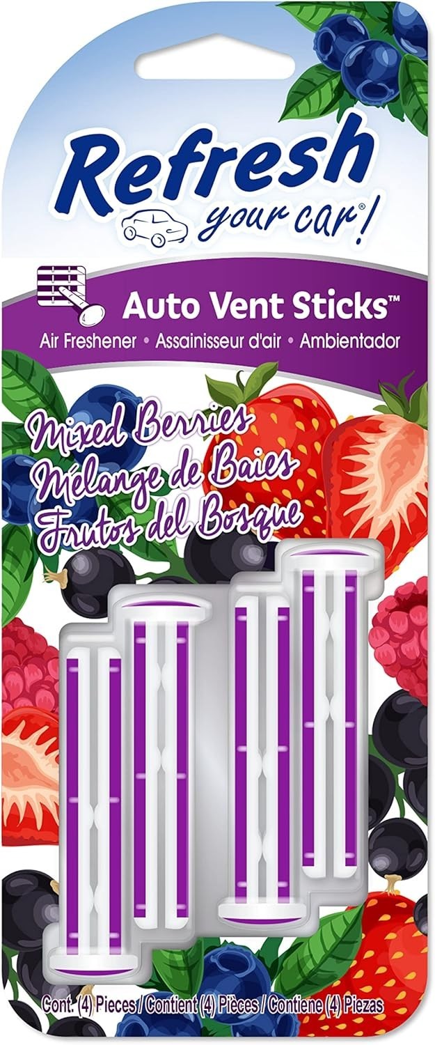 Transform Your Ride: Ambientadores de aire para automóvil Mixed Berries - Paquete de 4 varillas de ventilación- - Image 3