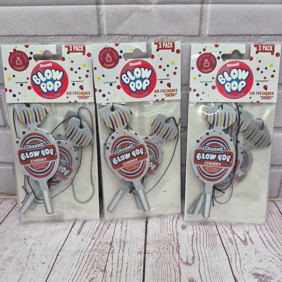 Ambientador coche Charms Blow Pop cereza lote de 3 paquetes, -NUEVO SELLADO-