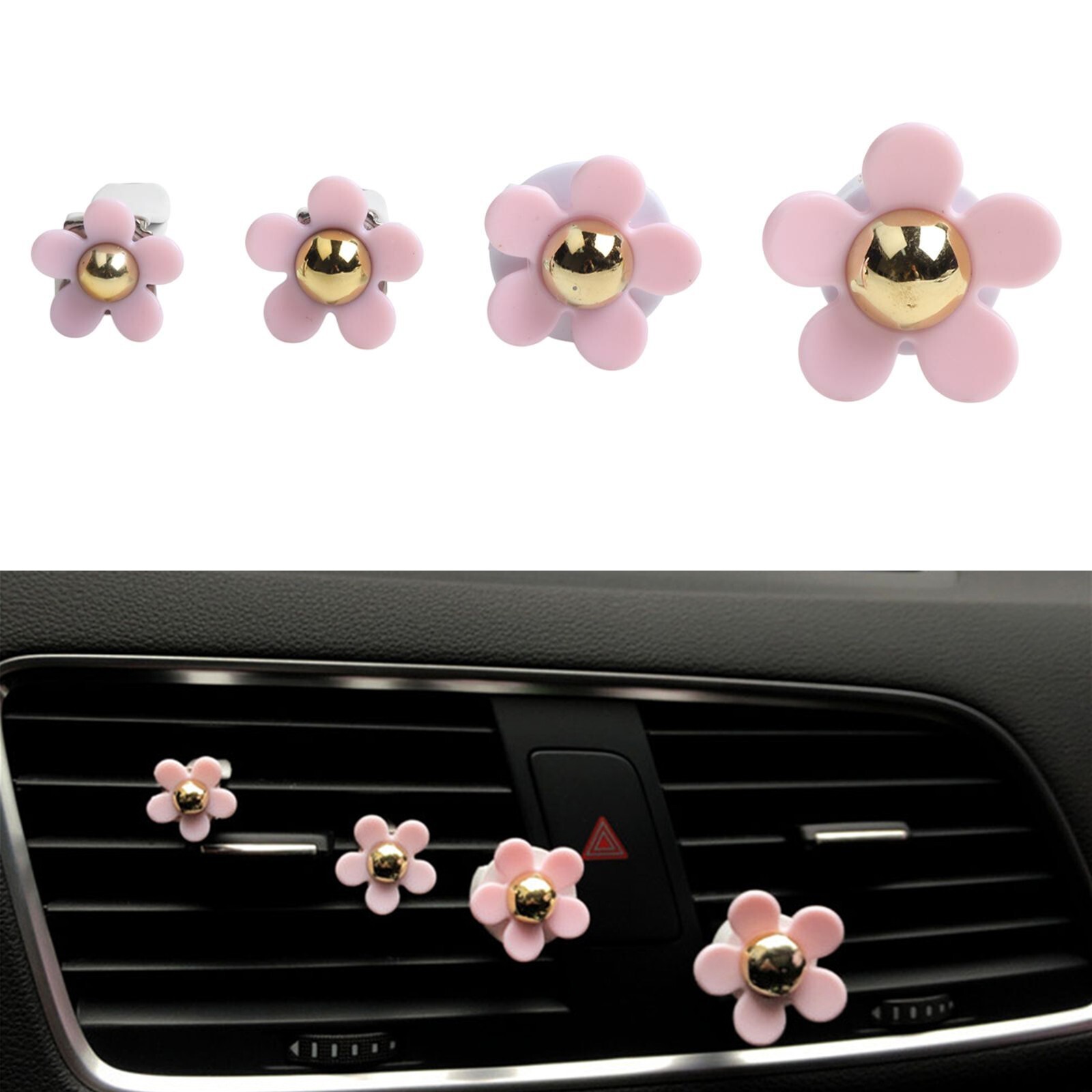 Ambientadores de aire con clip de ventilación pequeños para automóvil Daisy de 4 piezas para despertar alegría- - Image 2