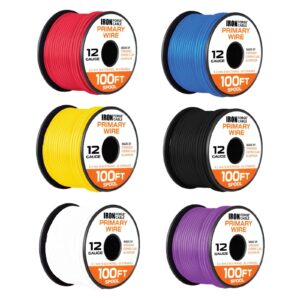 Cable automotriz primario calibre 12 paquete surtido a granel de 6 rollos 12 AWG cable automático-