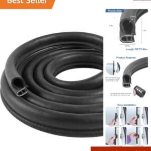 25ft Automotive Door Weather Stripping - Durable Sound Insulation Seal