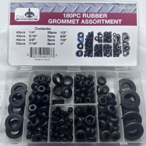 Kit surtido de ojales de goma automotriz Goliath industrial negro 180 piezas - RGA180-