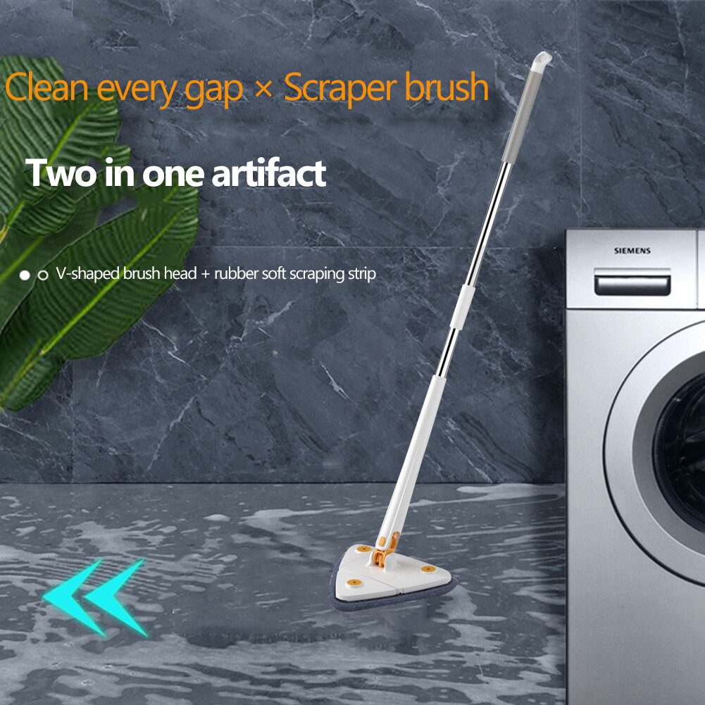 Triangle Squeeze Car Cleaning Mop 130cm for Housewear Furnishing (White 6 Cloth) - Image 2
