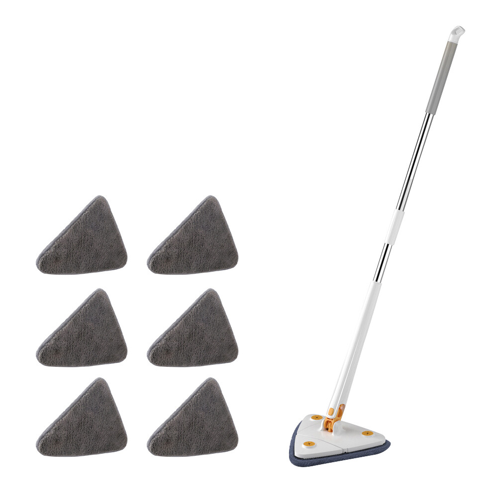 Triangle Squeeze Car Cleaning Mop 130cm for Housewear Furnishing (White 6 Cloth) - Image 4