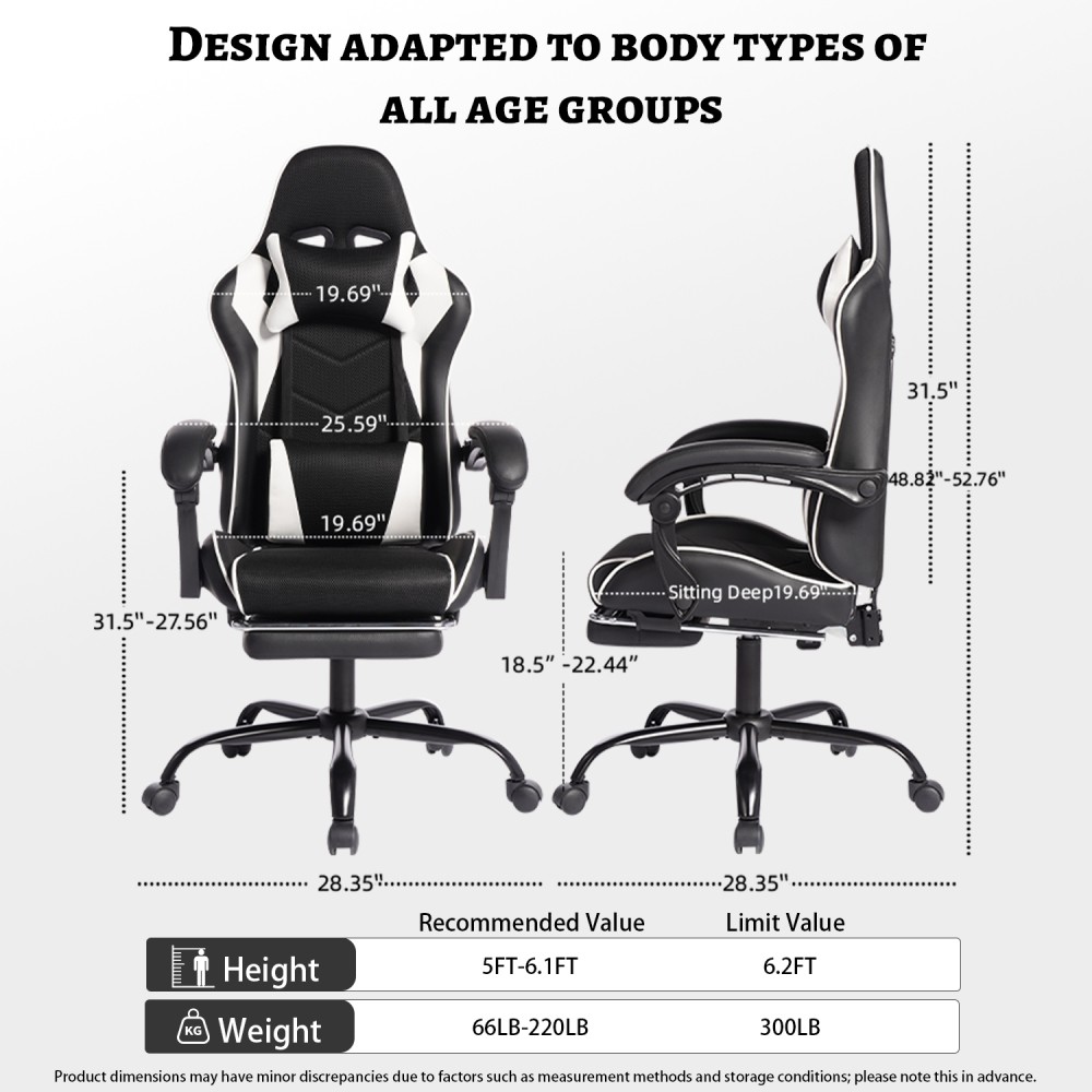 Silla Gaming E-Sports Asiento de Conducción Coche Deportivo Material PU- - Image 5