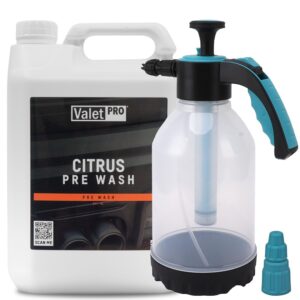 VALETPRO CITRUS PRE LAVADO 5L Y PULVERIZADOR 2L CAPACIDAD LAVADO COCHE BOMBA PULVERIZADOR ESPUMA-