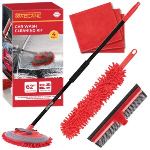 Kit de limpieza de automóviles GADLANE 4 piezas cepillo de lavado plegable 62" mango largo hogar-