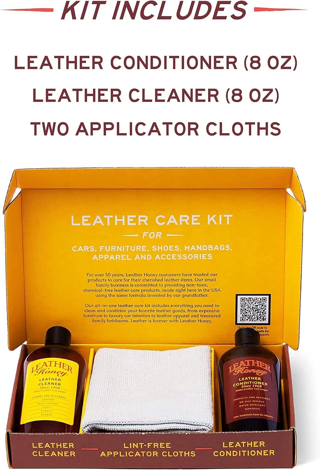 Kit completo de cuidado Leather Honey: limpiador, acondicionador, 2 paños... - - Image 3
