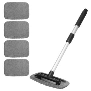 Herramienta de limpieza de parabrisas limpiador de ventanas de coche con 4 almohadillas de microfibra reutilizables-