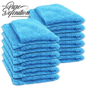 Paquete de 12 paños de microfibra sin bordes felpa microfibra detalle de automóvil PureDefinition-