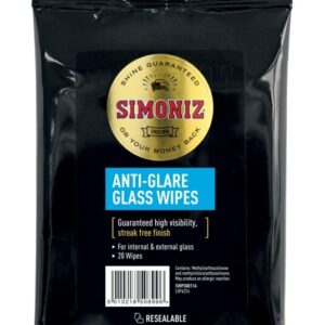 Simoniz Anti-Glare Streak Free Car Window Windscreen Glass Wipes - Pack of 20