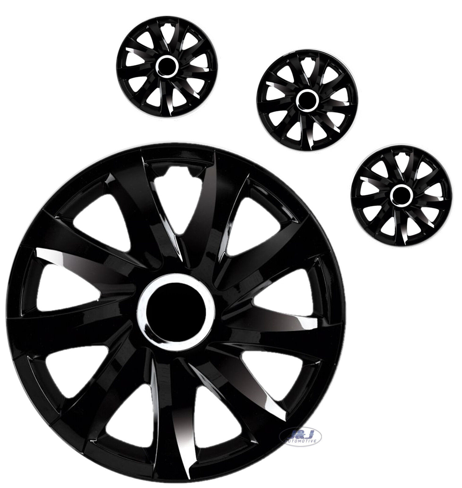 Juego de 4 tapas de bujes negras brillantes de 16 pulgadas Drift de 16"- - Image 2