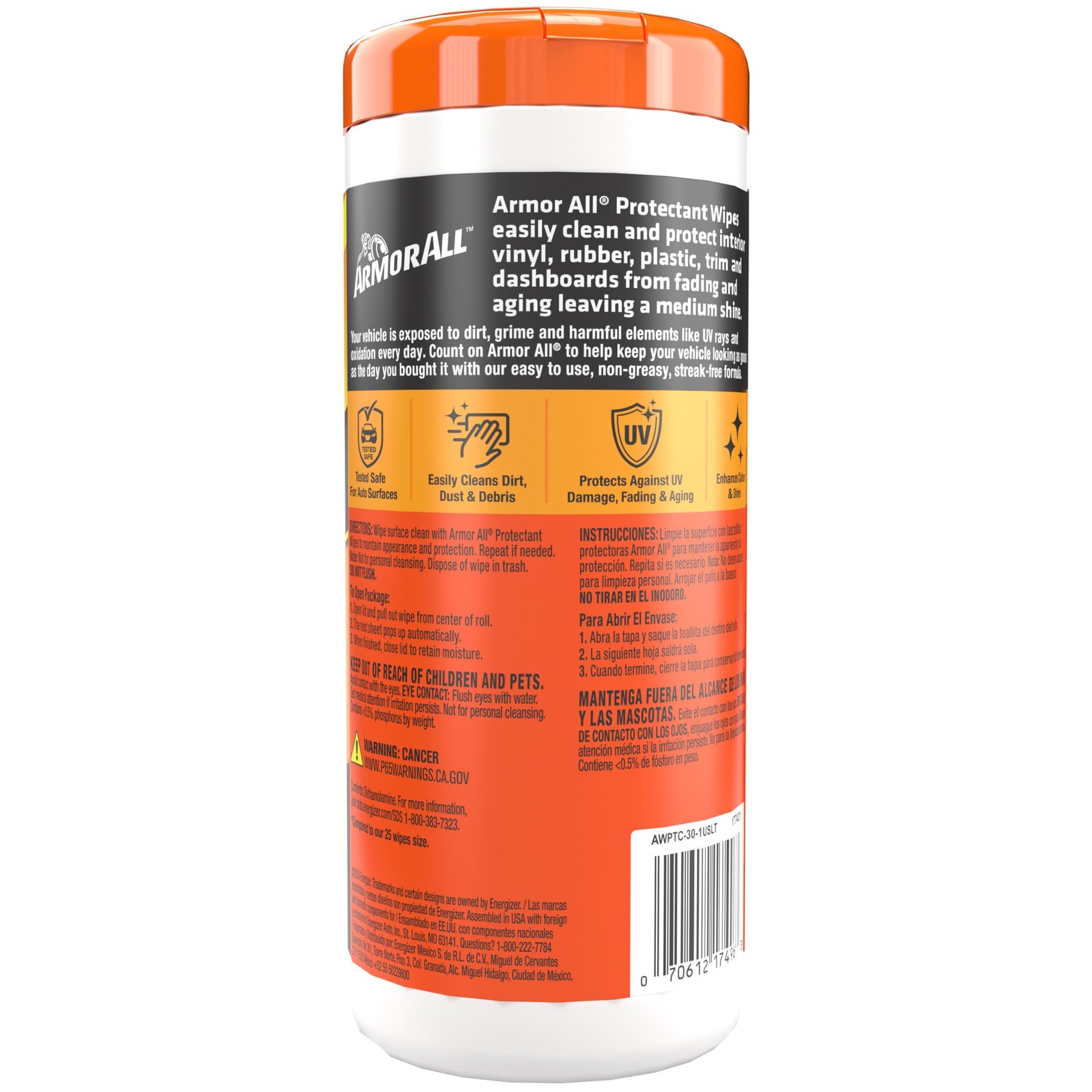 Armor All Car Cleaning Wipes 30 Count Interior Cleaner Dashboard Vinyl Leather - Image 3