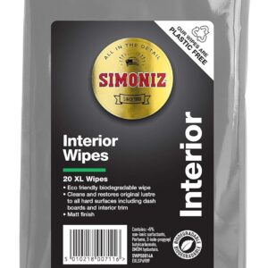 Toallitas limpiadoras con aroma a coche Simoniz para tablero interior - paquete de 20 - mate-