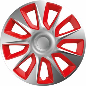 Juego de 4 tapas de bujes Stratos de 17 pulgadas plateadas y rojas de 17"-
