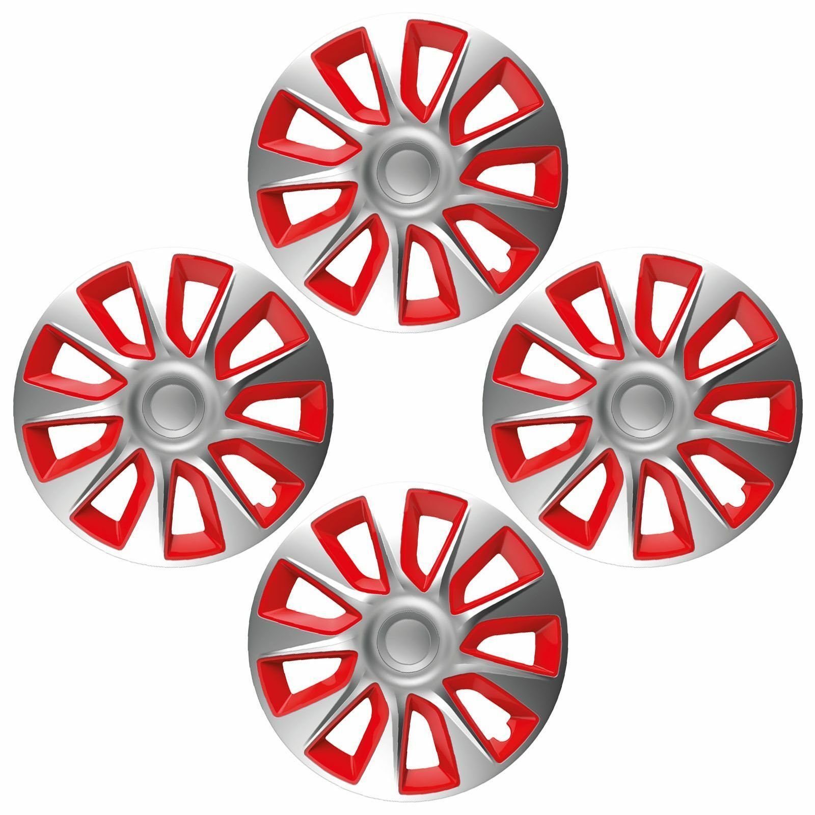 Juego de 4 tapas de bujes Stratos de 17 pulgadas plateadas y rojas de 17"- - Image 2