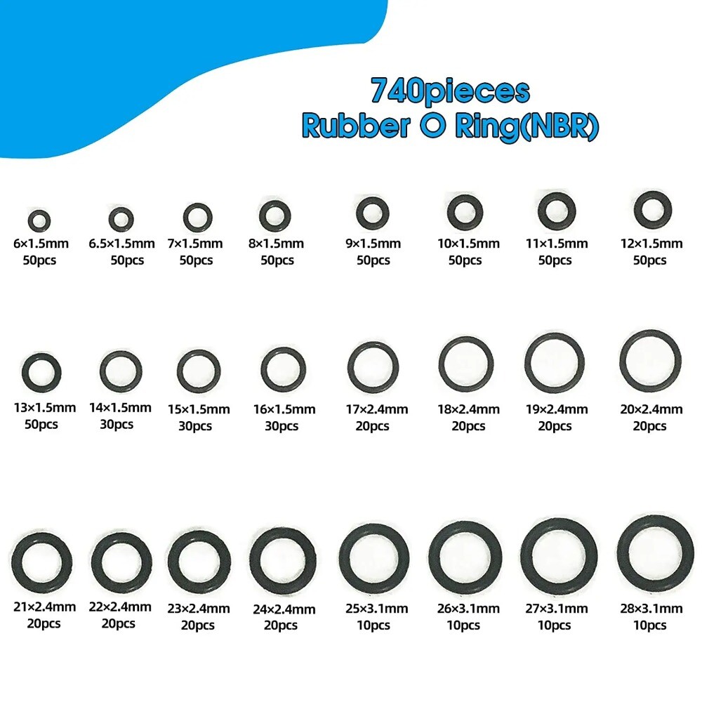 740 Kits de juntas tóricas de goma 24 tamaños de juntas de sellado anillos reparación automotriz- - Image 3