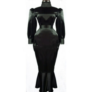 Vestido negro satinado Sissy Maid Girl disfraces hechos a medida-