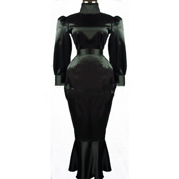 Vestido negro satinado Sissy Maid Girl disfraces hechos a medida- - Image 4