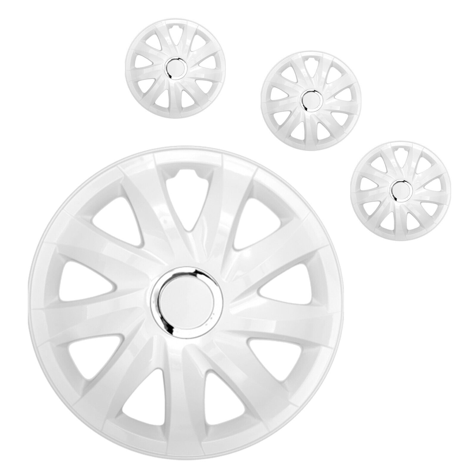 Juego de 4 tapas de bujes blancas brillantes de 14 pulgadas Drift de 14"-