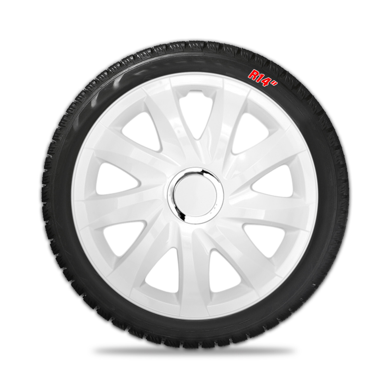 Juego de 4 tapas de bujes blancas brillantes de 14 pulgadas Drift de 14"- - Image 3