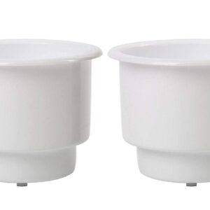 PACK de 2 portavasos de plástico empotrados blancos con pontón de bote de drenaje automático-