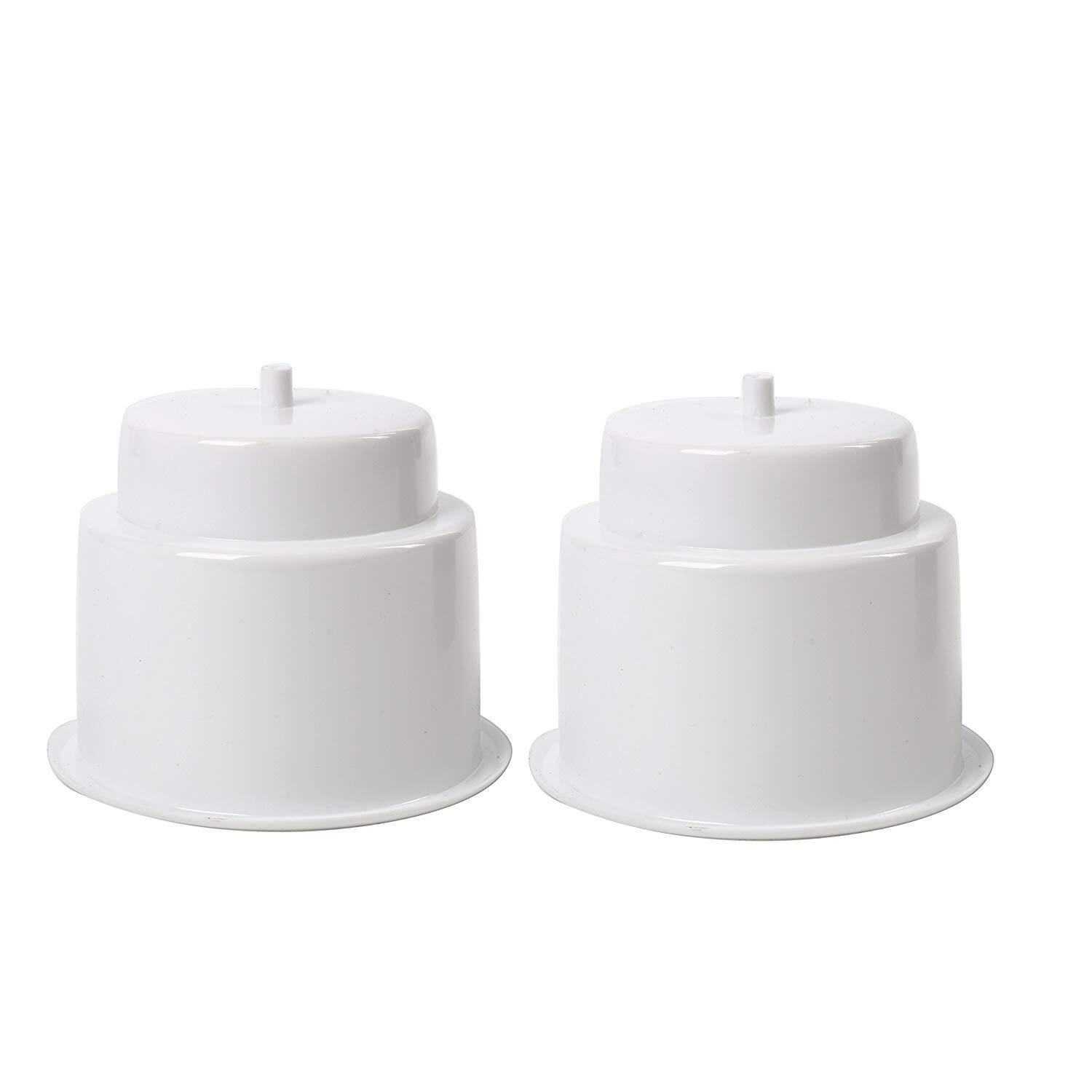 PACK de 2 portavasos de plástico empotrados blancos con pontón de bote de drenaje automático- - Image 2