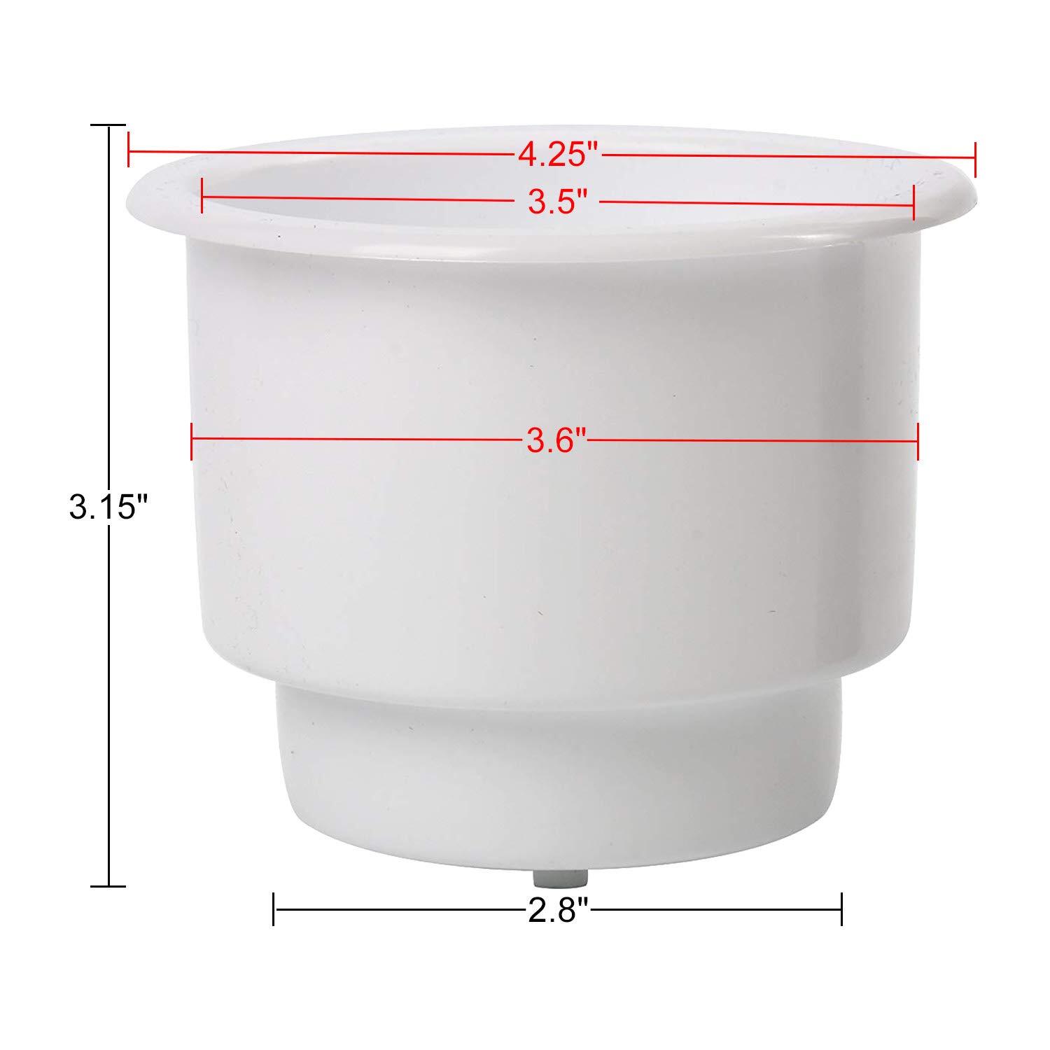 PACK de 2 portavasos de plástico empotrados blancos con pontón de bote de drenaje automático- - Image 3