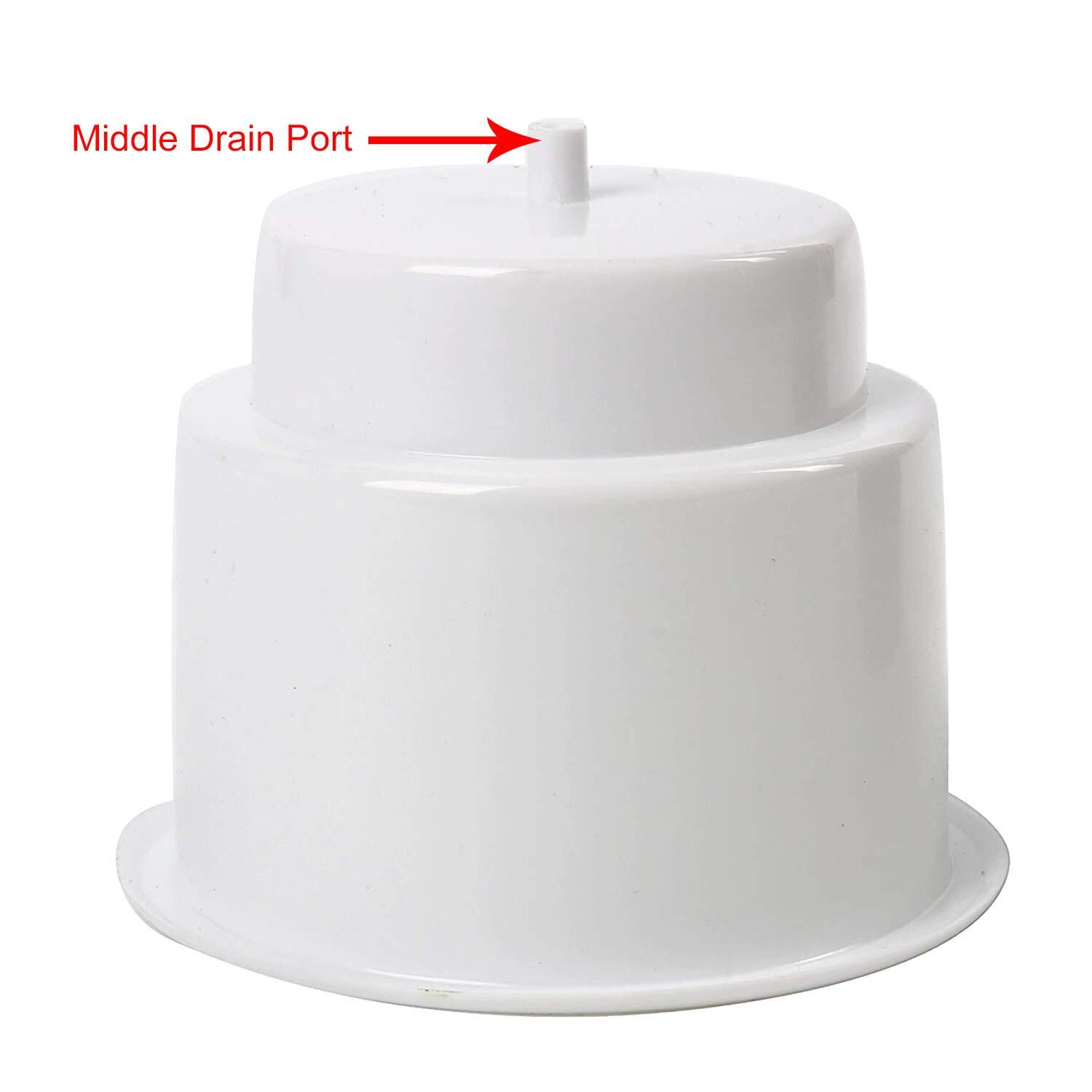 PACK de 2 portavasos de plástico empotrados blancos con pontón de bote de drenaje automático- - Image 4