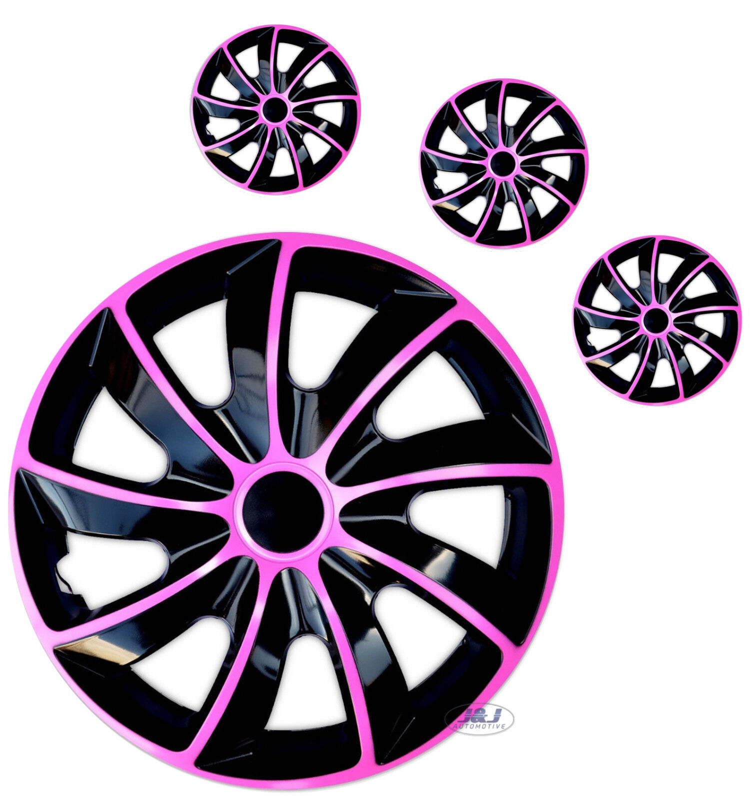 Juego de 4 tapas de bujes cuádruples de 15" rosa-negro 15 pulgadas- - Image 2