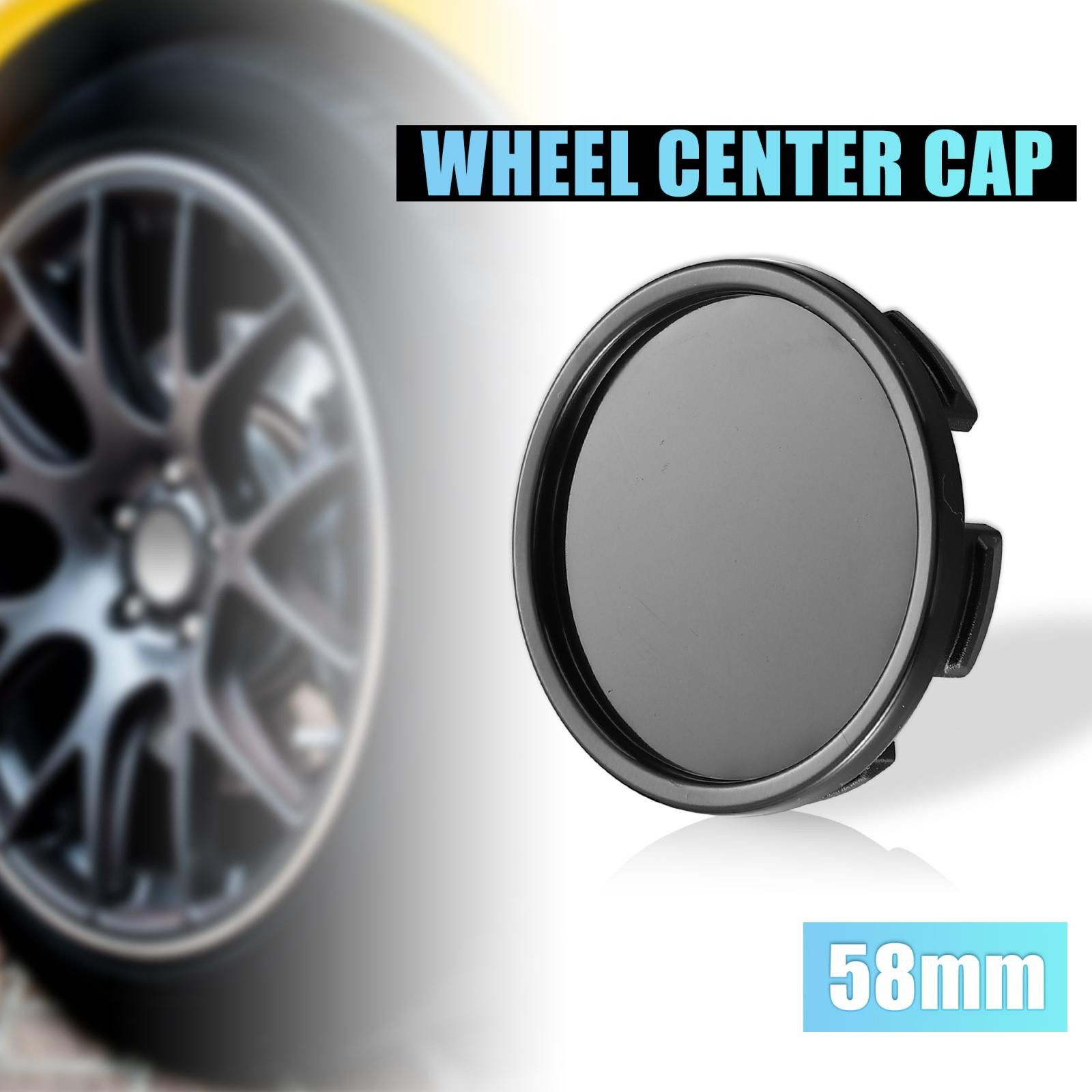 4 Piezas 58mm Diámetro Negro 6 Clips Automotriz Rueda Centro Neumático Tapacubos Cubierta- - Image 3
