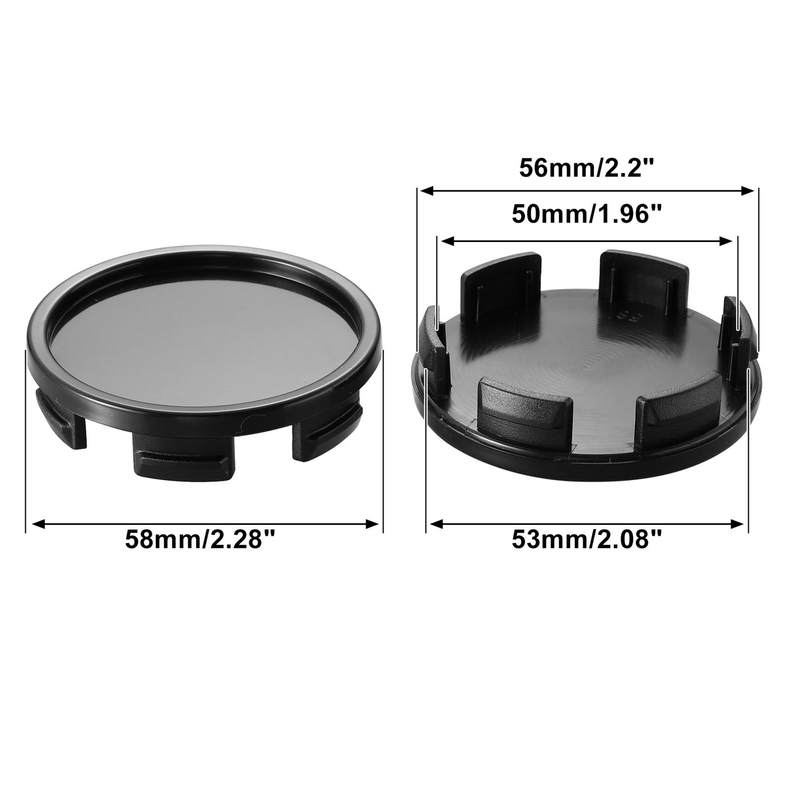 4 Piezas 58mm Diámetro Negro 6 Clips Automotriz Rueda Centro Neumático Tapacubos Cubierta- - Image 4