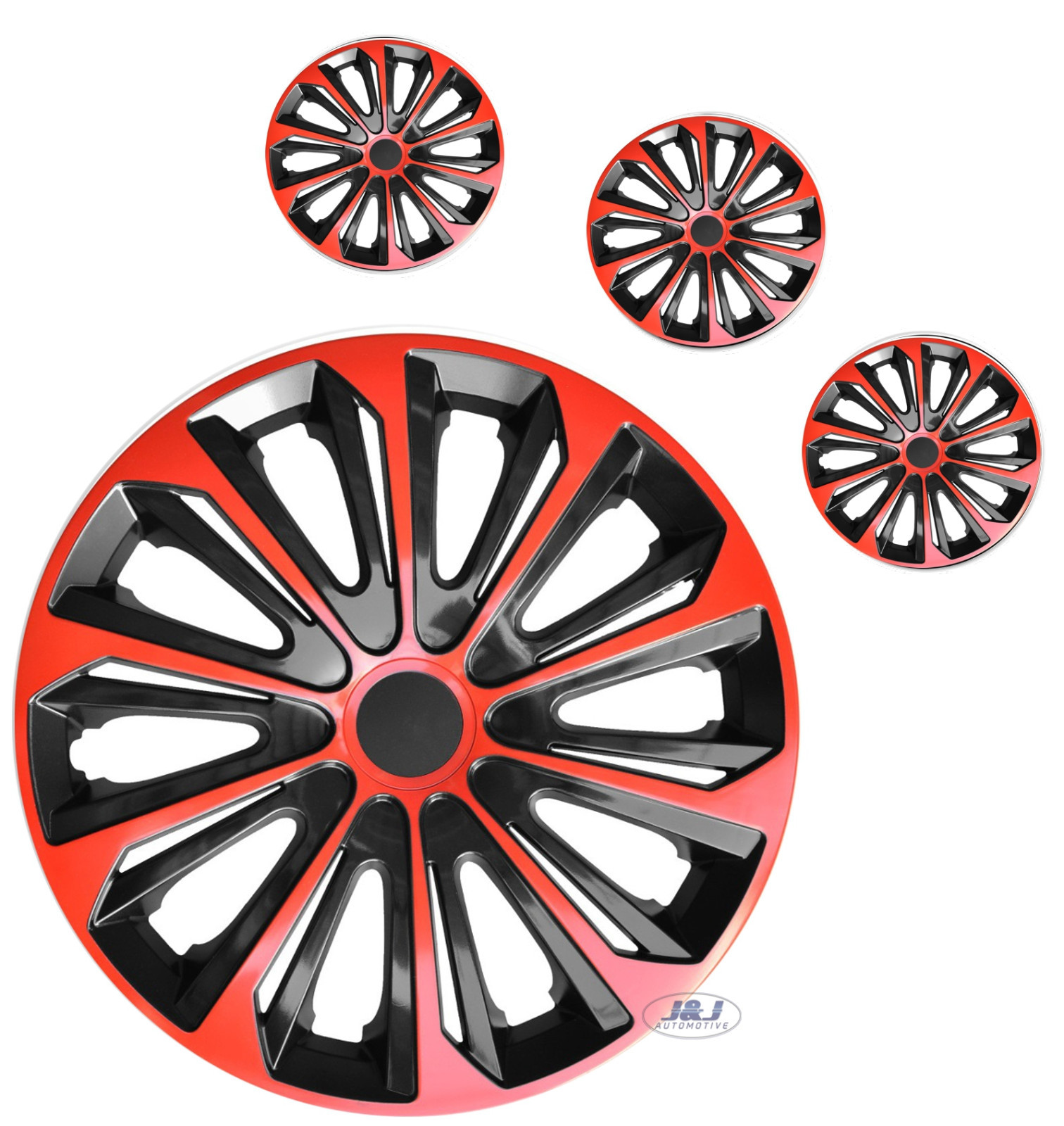 Juego de 4 tapacubos de 16" rojo-negro 16 pulgadas fuertes- - Image 2
