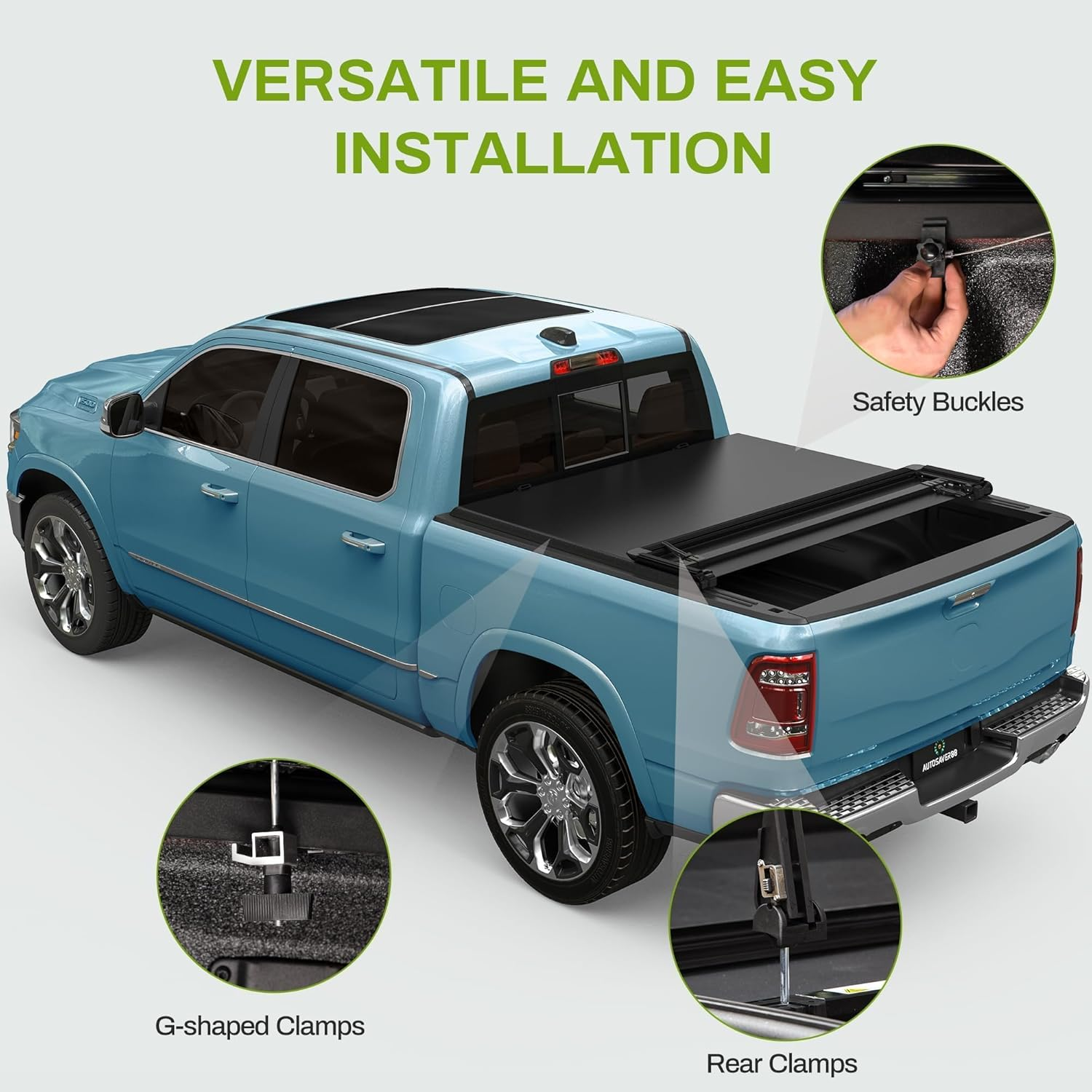 Soft Quad-Fold Truck Bed Tonneau Cover Compatible with 2009-2025 Dodge Ram 1500 - Image 5