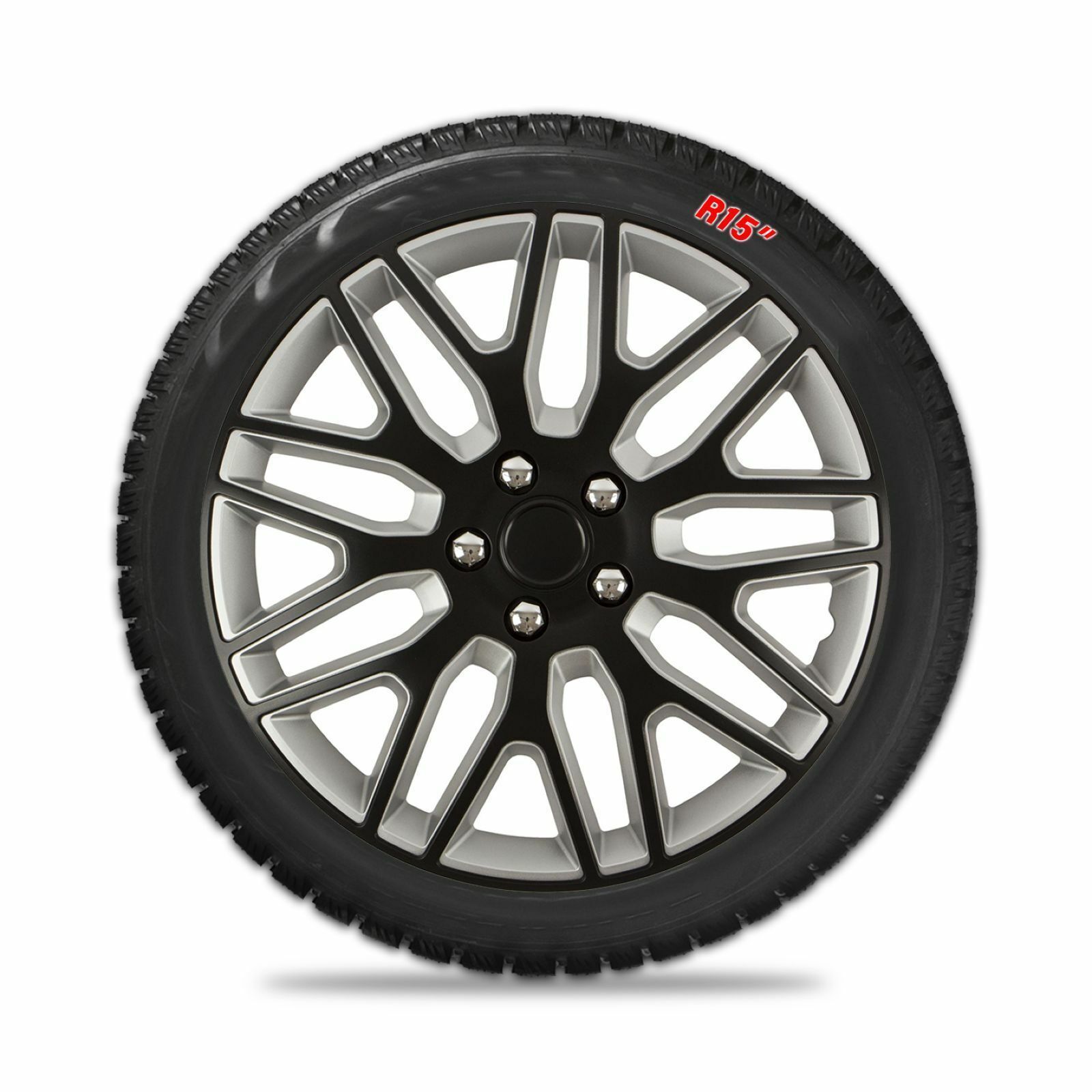 Juego de 4 tapacubos de 15" negro-plateado negro-plateado 15 pulgadas Dakar NC- - Image 3