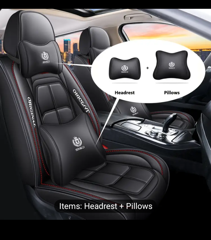 Deluxe Front & Rear Car Seat Covers faux Leather Full Set 5 Seat & Front Cushion - Image 3