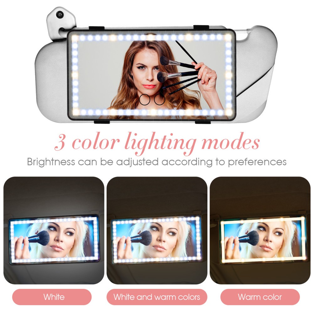 Espejo para visera de coche espejos interiores automotrices maquillaje de viaje iluminado- - Image 3